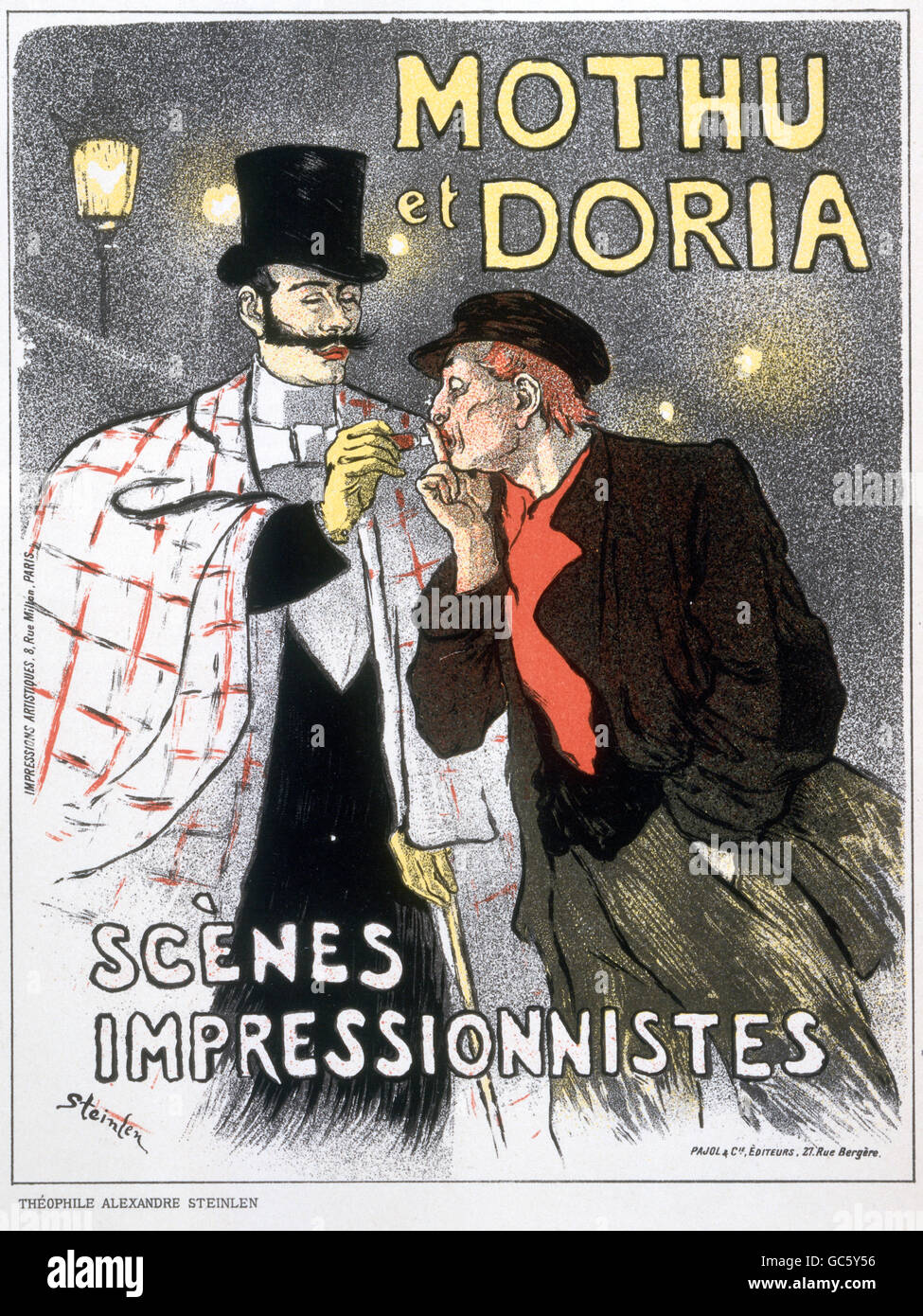 Tabak / Rauchen, Zigaretten, 'Mothu et Doria', 1893, von Theophile Steinlen (1859 - 1923), aus 'The Modern Poster', von Jean Louis Sponsoring, 1897, Additional-Rights-Clearences-not available Stockfoto