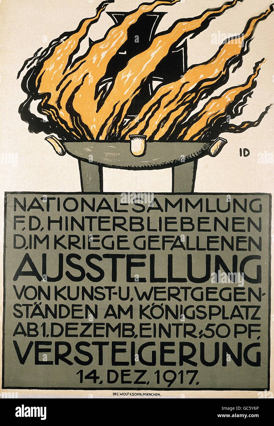 Ausstellungen, Ausstellung und Auktion zugunsten von Angehörigen getöteten Soldaten, München, 14.12.1917, Zusatzrechte-Clearences-nicht vorhanden Stockfoto