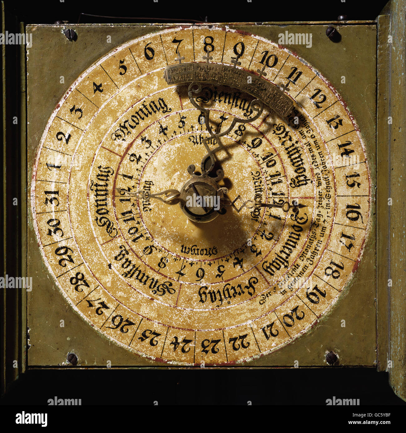 Uhren, Uhr mit Zeitanzeige auf der ganzen Welt, von Pfarrer Philipp Matthäus Hahn, gebaut von Philipp Gottfried Schaut, 1769, zusätzliche-Rechte-Freilichtungen-nicht verfügbar Stockfoto