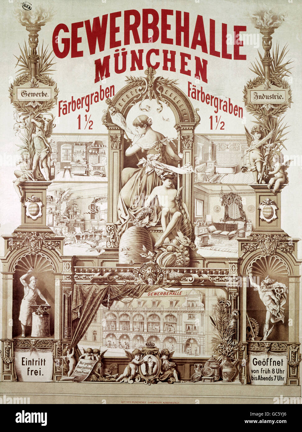 Werbung, Handwerk, Werbeplakat, Gewerbehalle München, Faerbergraben 1 1/2, Zusatz-Rechte-Clearences-nicht vorhanden Stockfoto