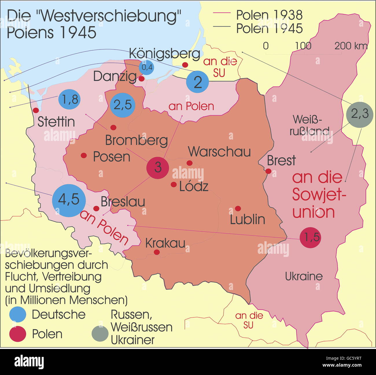 Kartographie, historische Karten, moderne Zeiten, Polen, territorialen Veränderungen nach dem