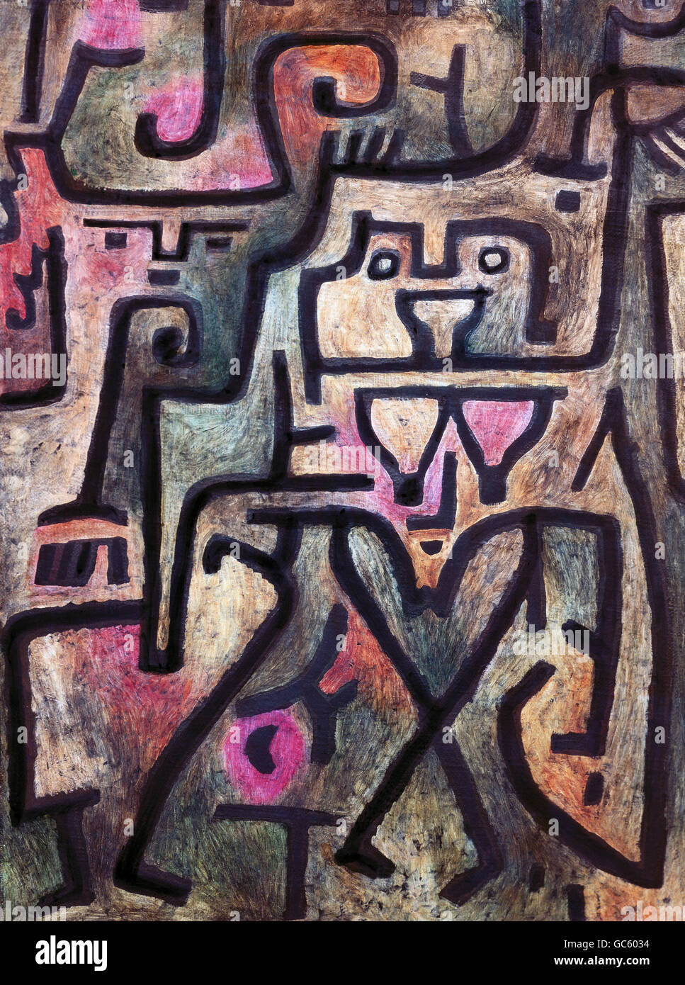 Bildende Kunst, Klee, Paul, (1879-1940), Malerei, "Waldhexen", ("Hexen des Holzes'), Öl auf Jute, Papier, 58 x 42 cm, Sammlung Fritz Gygi, Bern, Stockfoto