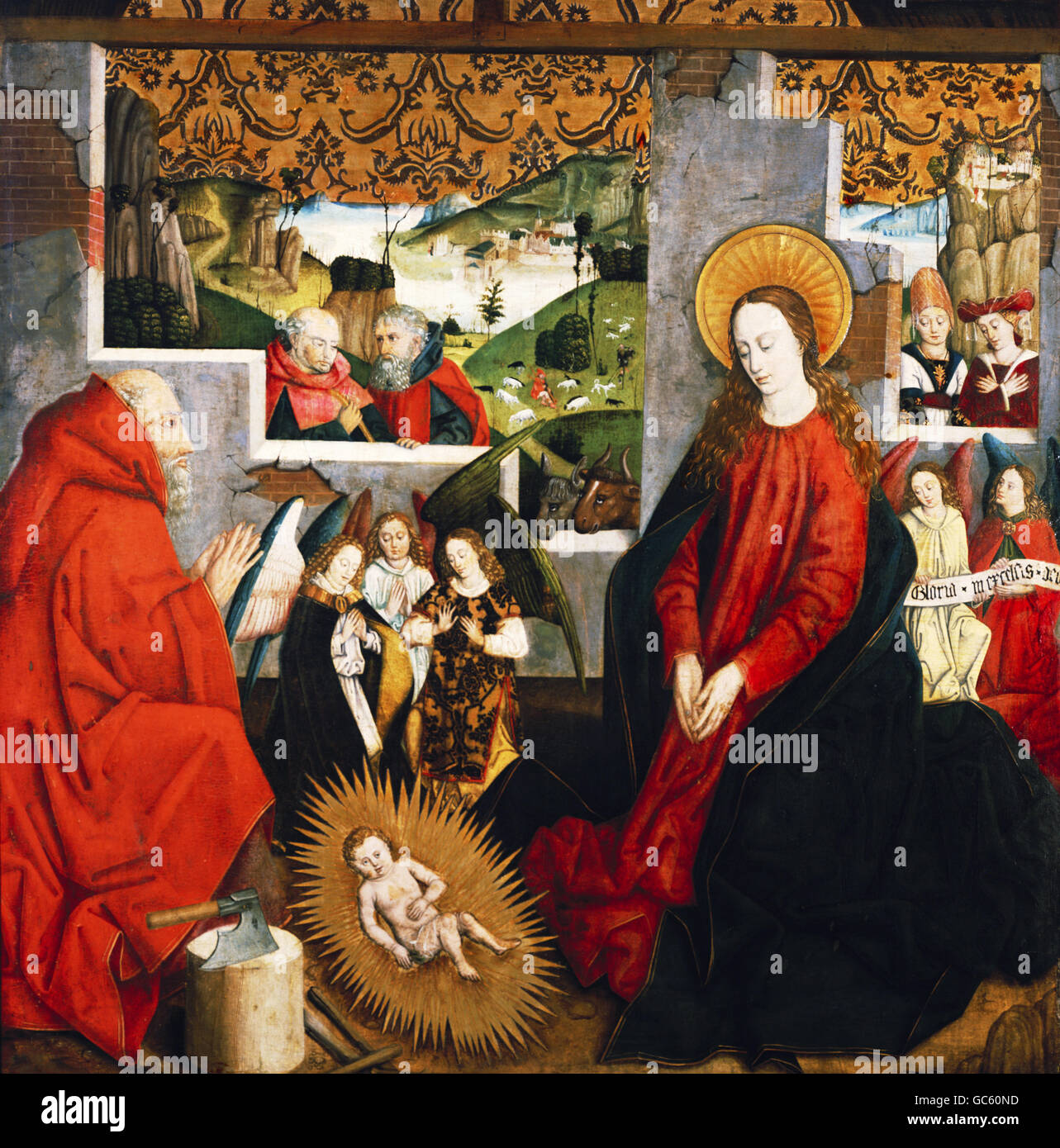 Anbetung der das Jesuskind, ca. 1460 Stockfoto