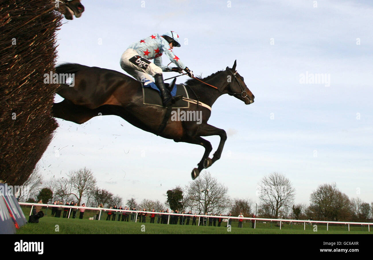 Dave's Dream mit A.P.McCoy springt als Letzter auf den Sieg Der Kier Eastern Novice Kirchturm Chase Stockfoto