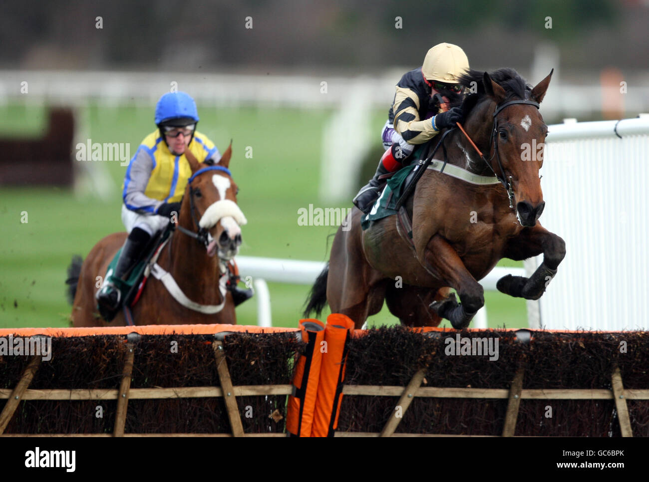 Sitting Tennant mit Denis O'Regan gewinnt die Weatherbys Bank Maiden Hurdle Race Stockfoto