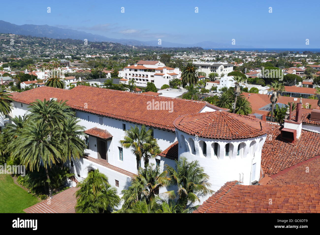 Aerial Landschaften gesehen von Santa Barbara County Courthouse, Kalifornien Stockfoto