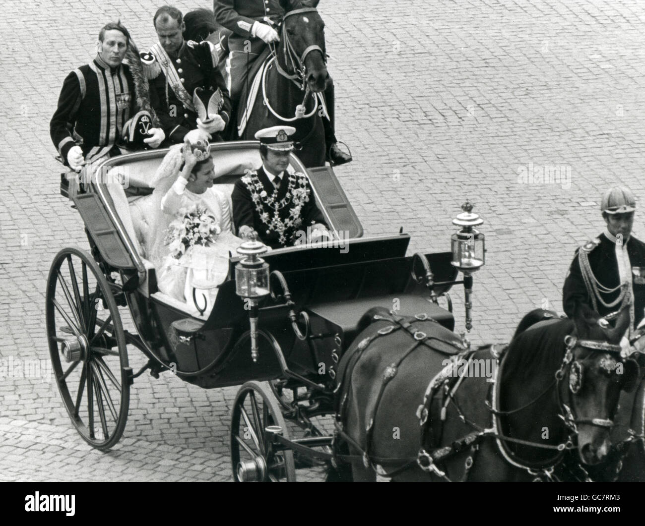 KÖNIGLICHE Hochzeit zwischen König Carl XVI. Gustaf und Silvia Sommerlath Juni 19 Stockfoto