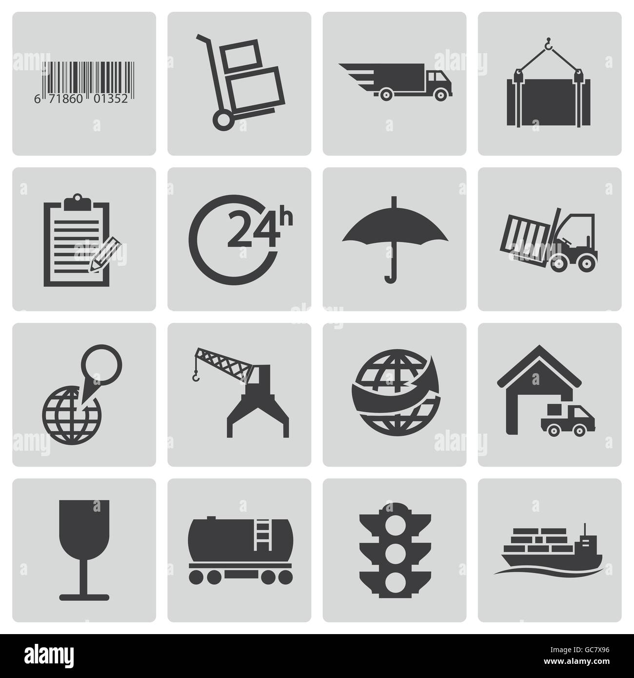 Vector schwarz Logistik Icons Set Stock Vektor