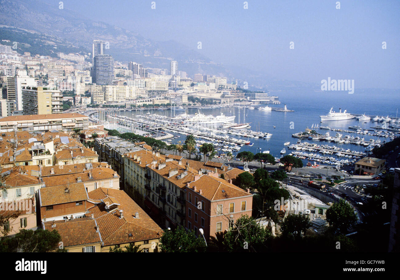 Blick auf die Stadt und den Hafen Stockfoto