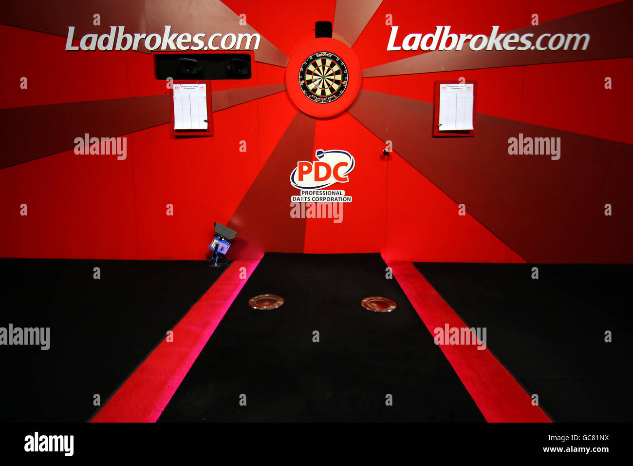 Ein allgemeiner Blick in den Alexandra Palace, der Heimat der Darts-Weltmeisterschaft Ladbrokes.com Stockfoto