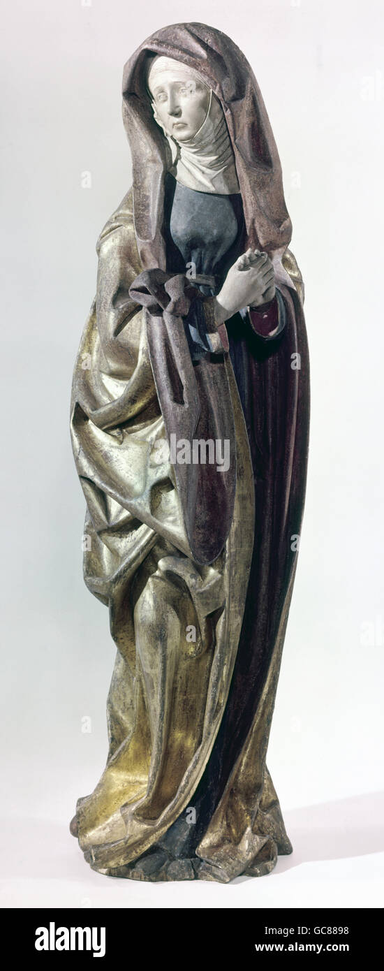 Bildende Kunst, Grasser, Erasmus, (ca. 1480-1518), Skulptur, "Saint Mary aus einer Kreuzigungsgruppe aus Pipping", 1480, Holz, Bayerisches Nationalmuseum, München, Deutschland, Stockfoto