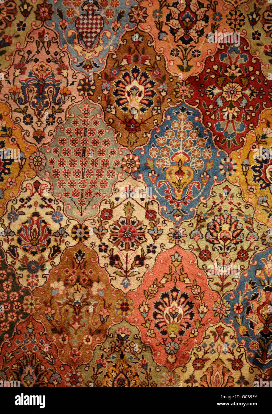 Bildende Kunst, Teppich, Iran, Tabriz, "Polen Teppich", detail, 17. Jahrhundert, Privatsammlung, Stockfoto