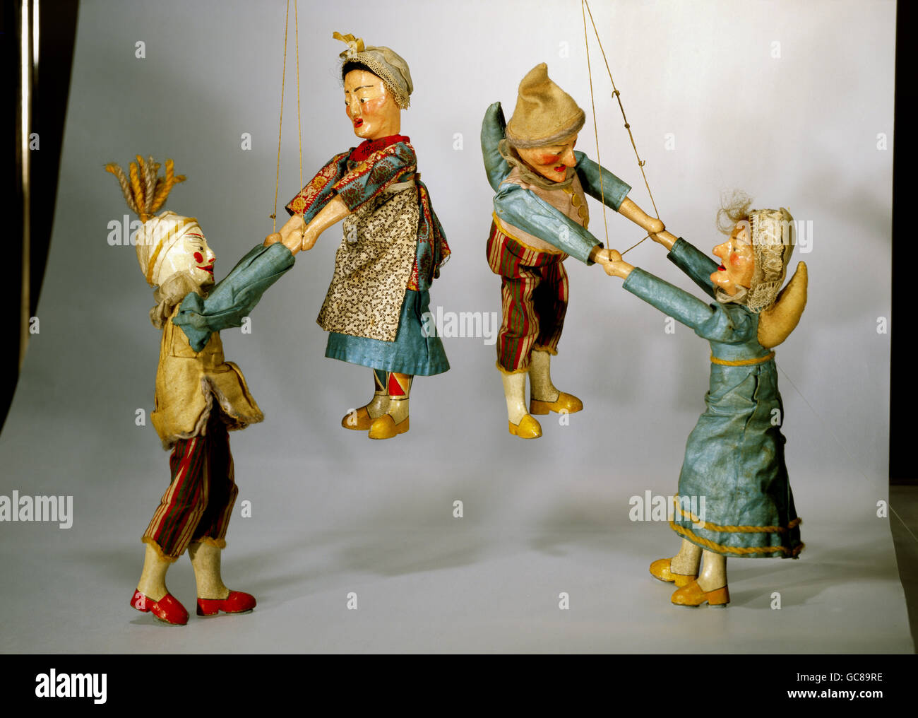 Theater, Puppentheater, mechanisches Theater, 'Punch and Judy', Papiermaché, Tuch, England, um 1850, Stadtmuseum München, Puppentheater Museum, Zusatzrechte-Clearences-nicht vorhanden Stockfoto