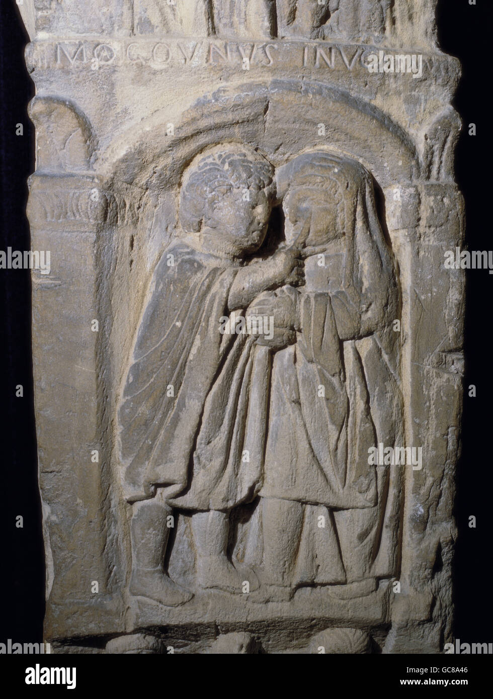 Bildende Kunst, antike, Römisches Reich, Relief, Stele der Augenarzt, Gallo-römischen, ca. 2. Jahrhundert v. Chr., Höhe ca. 100 cm, Montiers Sur Saulx, Frankreich, Musée Barrois, Duc, Stockfoto