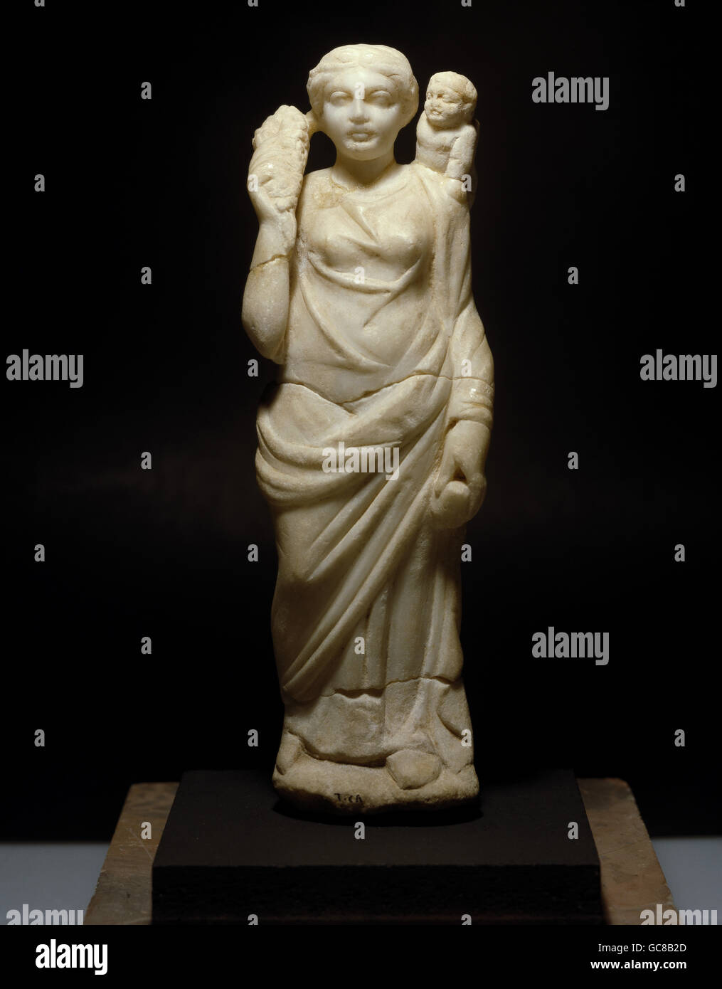 Bildende Kunst, antike, Römisches Reich, Skulptur, Aphrodite mit Eros, Marmor, Syrien, 2. Jh., Nationalmuseum in Damaskus Stockfoto