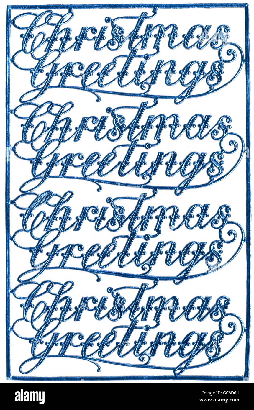 Weihnachten, Weihnachtsdekoration, 'Christmas Greetings', dekorative Buchstaben aus einer alten Papierfabrik, Großbritannien, um 1905, zusätzliche-Rights-Clearences-not available Stockfoto