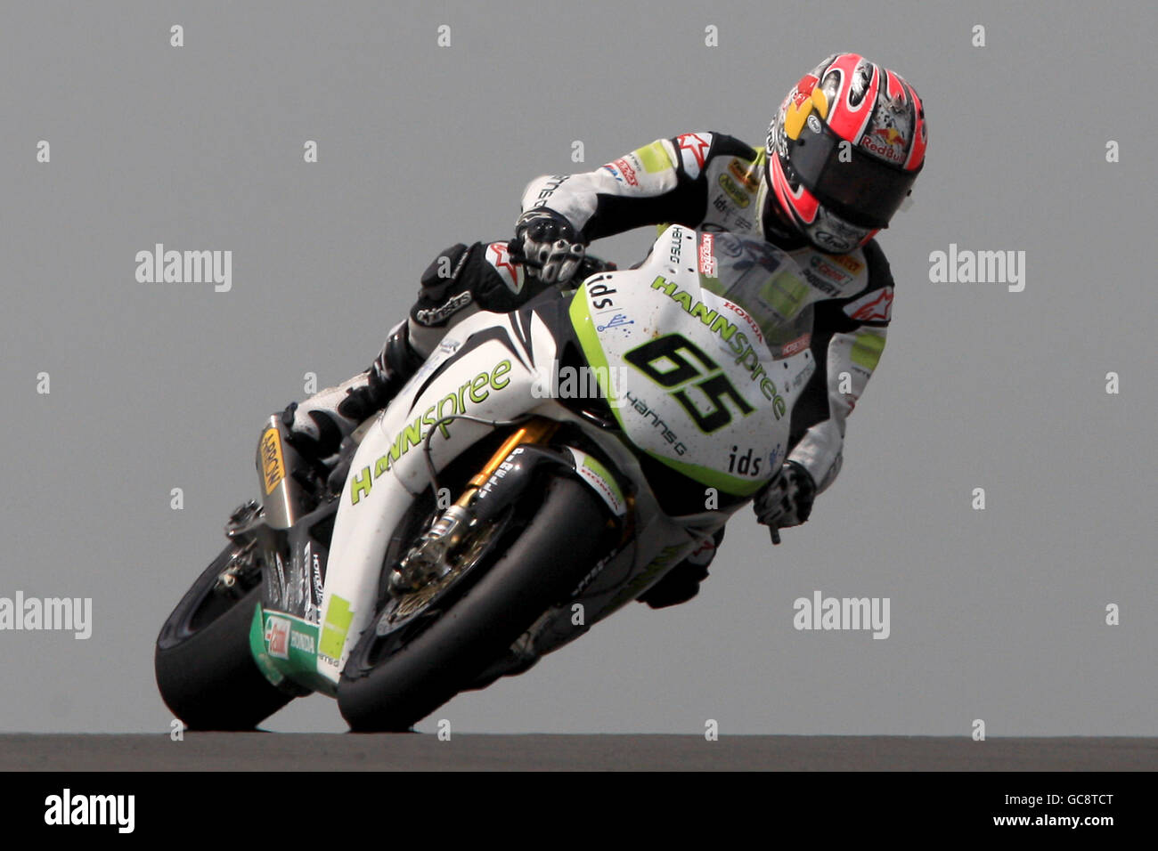 Motorradfahren - SBK World Superbike Championship 2009 - Donington Park. Der britische Jonathan Rea von Hannspree Ten Kate Honda während des Rennens Stockfoto