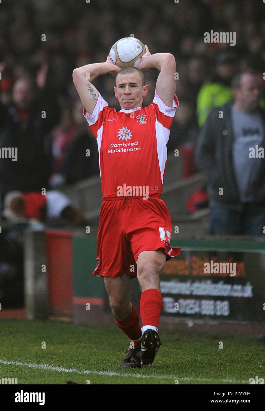 Fußball - FA Cup - vierte Runde - Accrington Stanley / Fulham - Crown Ground. Dean Winnard, Accrington Stanley Stockfoto