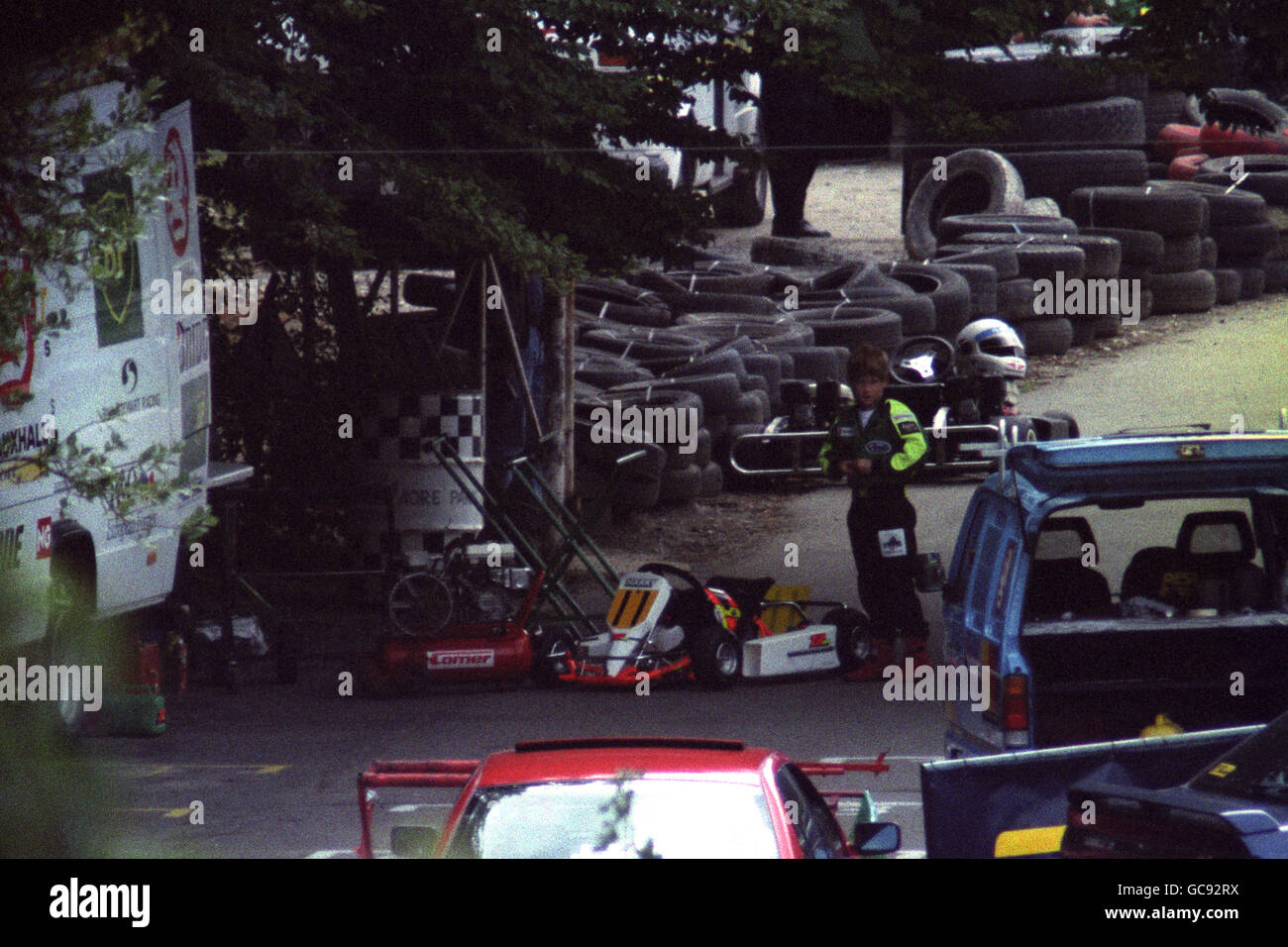 König - William und Harry Go-Kart - Buckmore Park, Kent Stockfoto