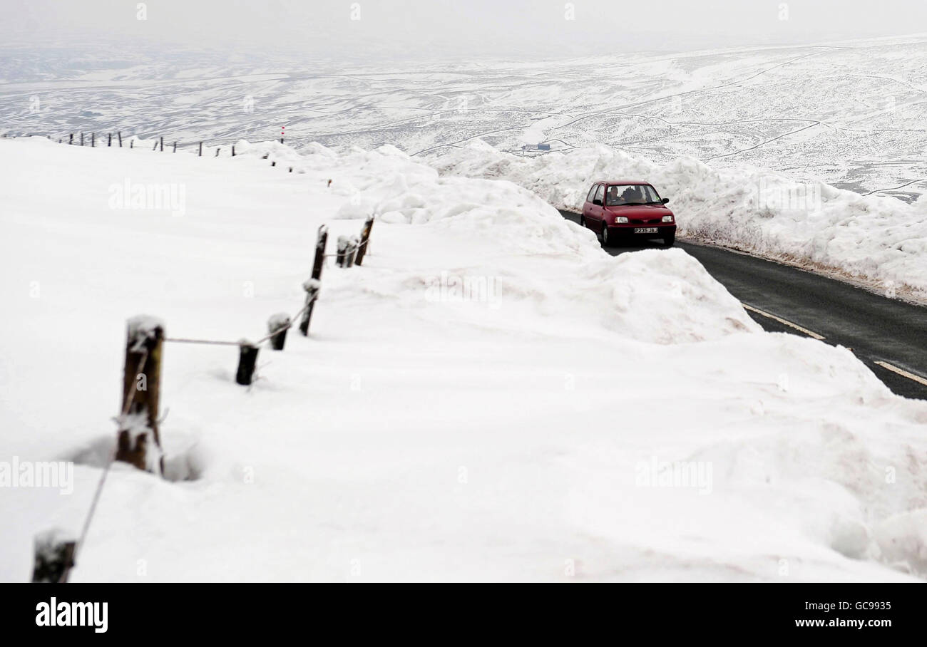 Drei Zentimeter Neuschnee auf dem Boden in Tessdale nach Schneefall letzte Nacht auf große Mengen von Schnee noch um von der großen Frost. Stockfoto