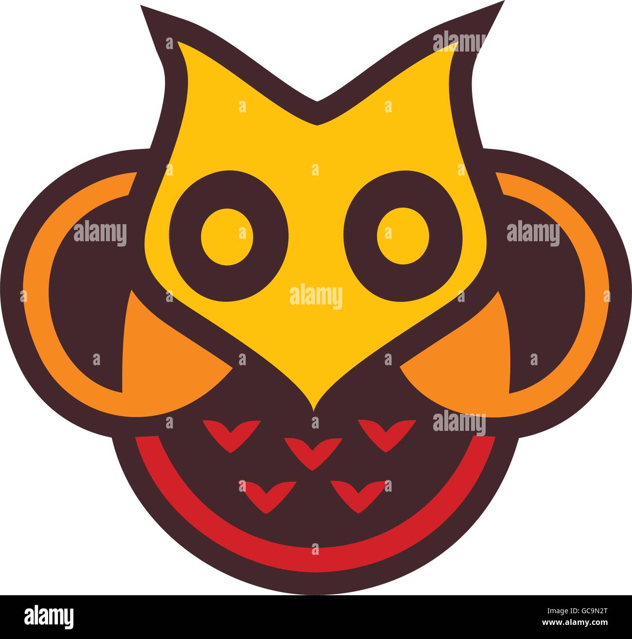 Isolierte gelb und Orange Farbe Eule-Vektor-Logo. Gestaltete Vogel Schriftzug. Stock Vektor