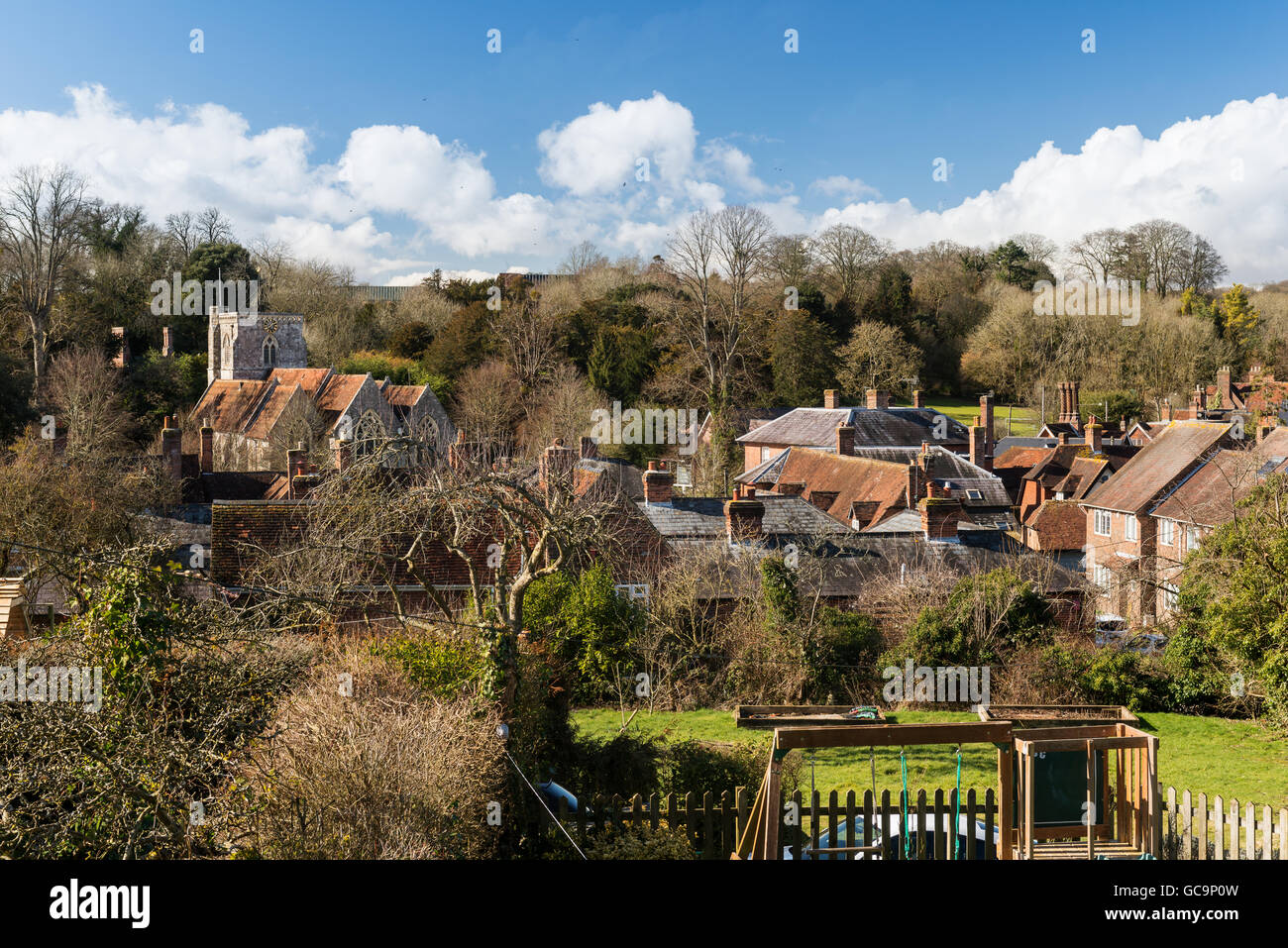 Blick auf das hübsche Dorf Hursley Stockfoto