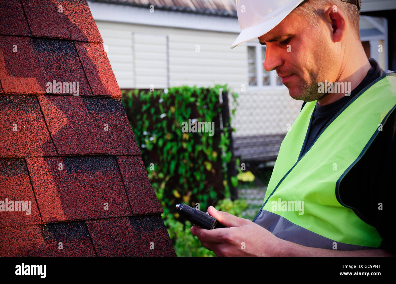 Dachdeckerarbeiten Stockfoto