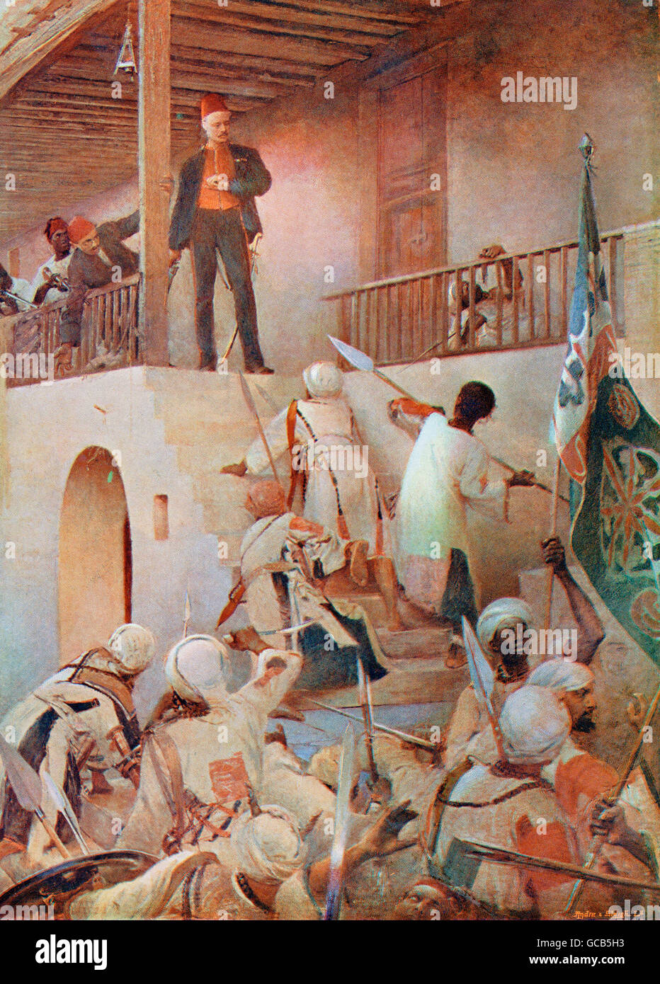 Der Tod von General Gordon, nach dem Gemälde von George W. Joy. Major General Charles George Gordon, 1833 – 1885, aka chinesischen Gordon, Gordon Pascha und Gordon von Khartum.  Britischer Offizier und Administrator. Stockfoto