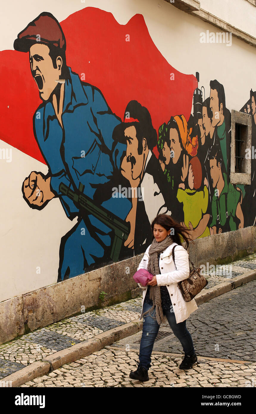 Eine allgemeine Ansicht eines Wandbildes im Barrio Alto In der Nähe von Lissabon Stockfoto