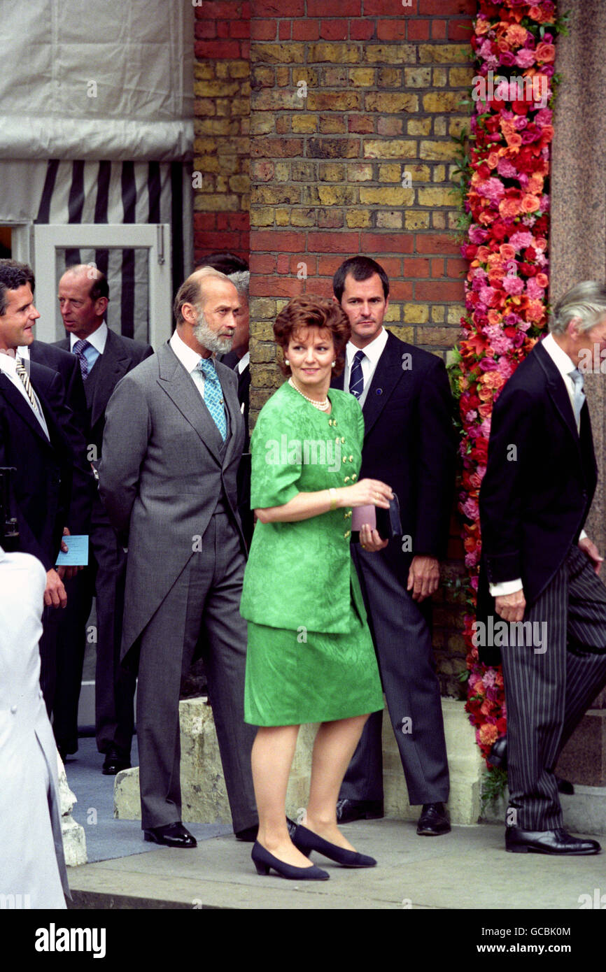 PRINZ MICHAEL VON KENT KOMMT ZUR HOCHZEIT VON KRONPRINZ PAVLOS VON GRIECHENLAND MIT MARIE-CHANTAL MILLER. Stockfoto