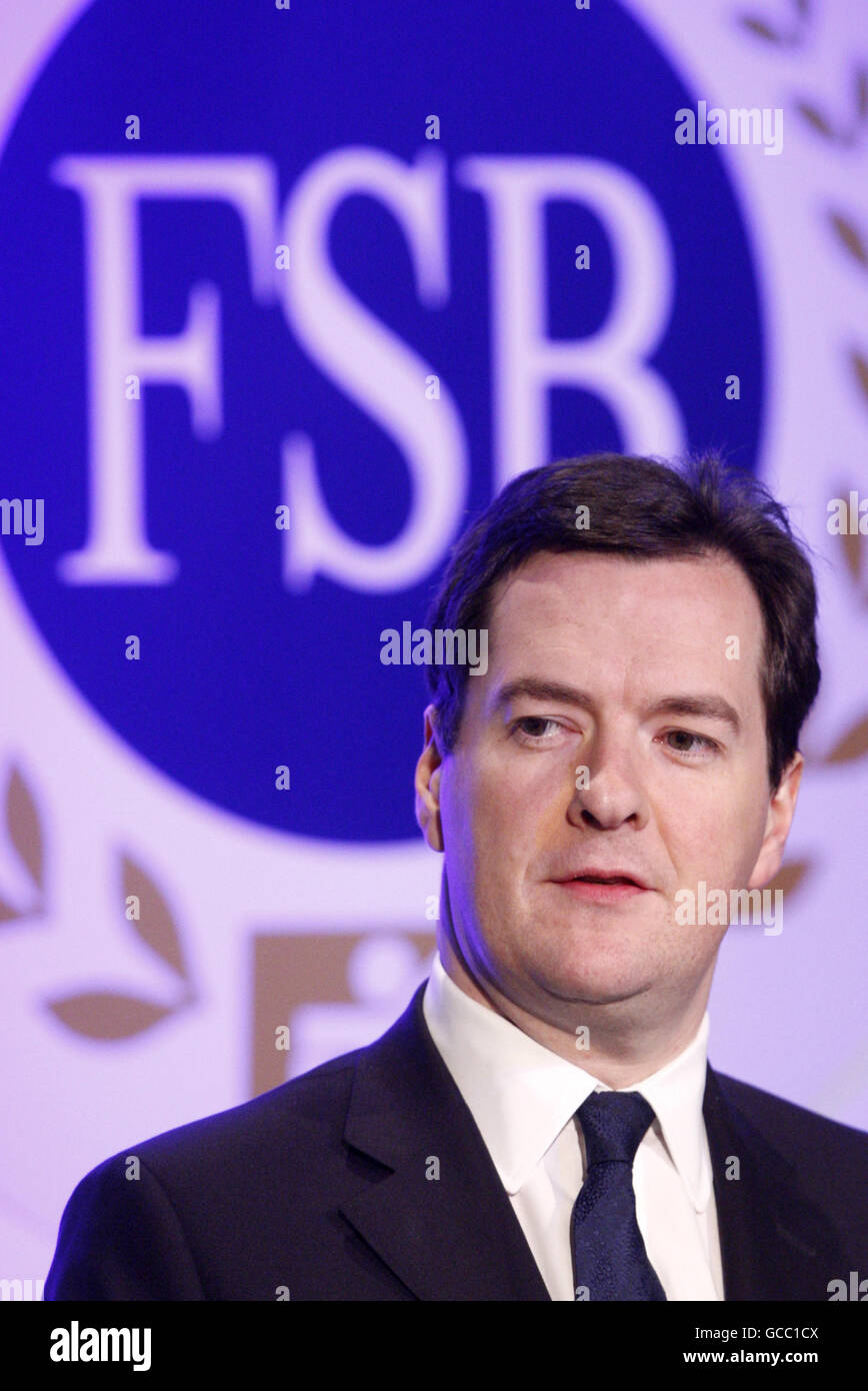 Schattenkanzler George Osborne Rede auf der Jahrestagung der Föderation der Kleinunternehmen im Aberdeen Exhibition and Conference Centre in Schottland. Stockfoto
