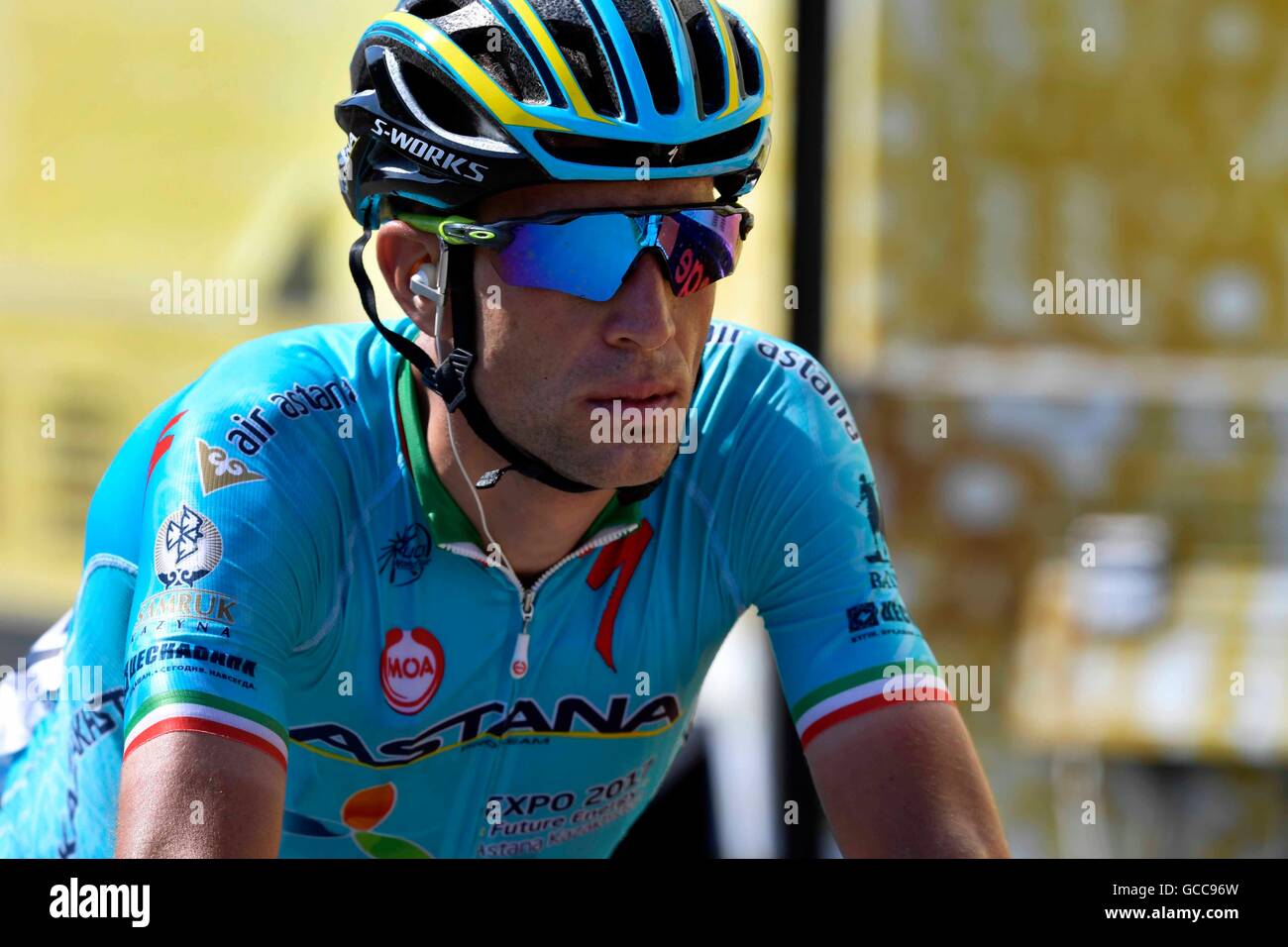 08.07.2016. L'Isle-Jourdain, Lac de Payolle, Frankreich. Tour de France Radsport Tour, Stufe 7. Vincenzo NIBALI (ITA) PRO Team ASTANA Stockfoto