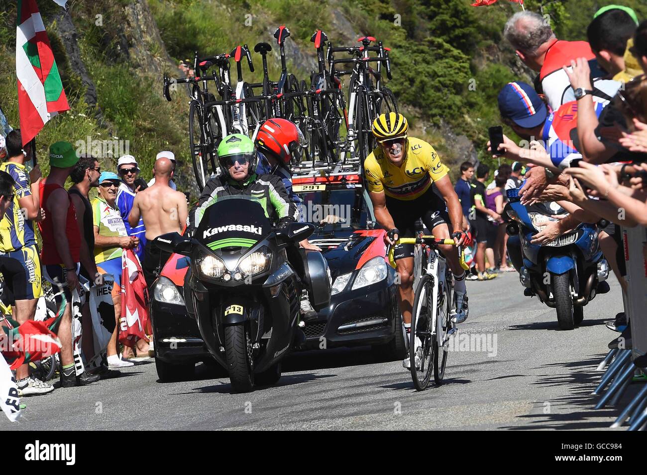 08.07.2016. L'Isle-Jourdain, Lac de Payolle, Frankreich. Tour de France Radsport Tour, Stufe 7. VAN AVERMAET Greg (BEL) des BMC RACING Teams Stockfoto