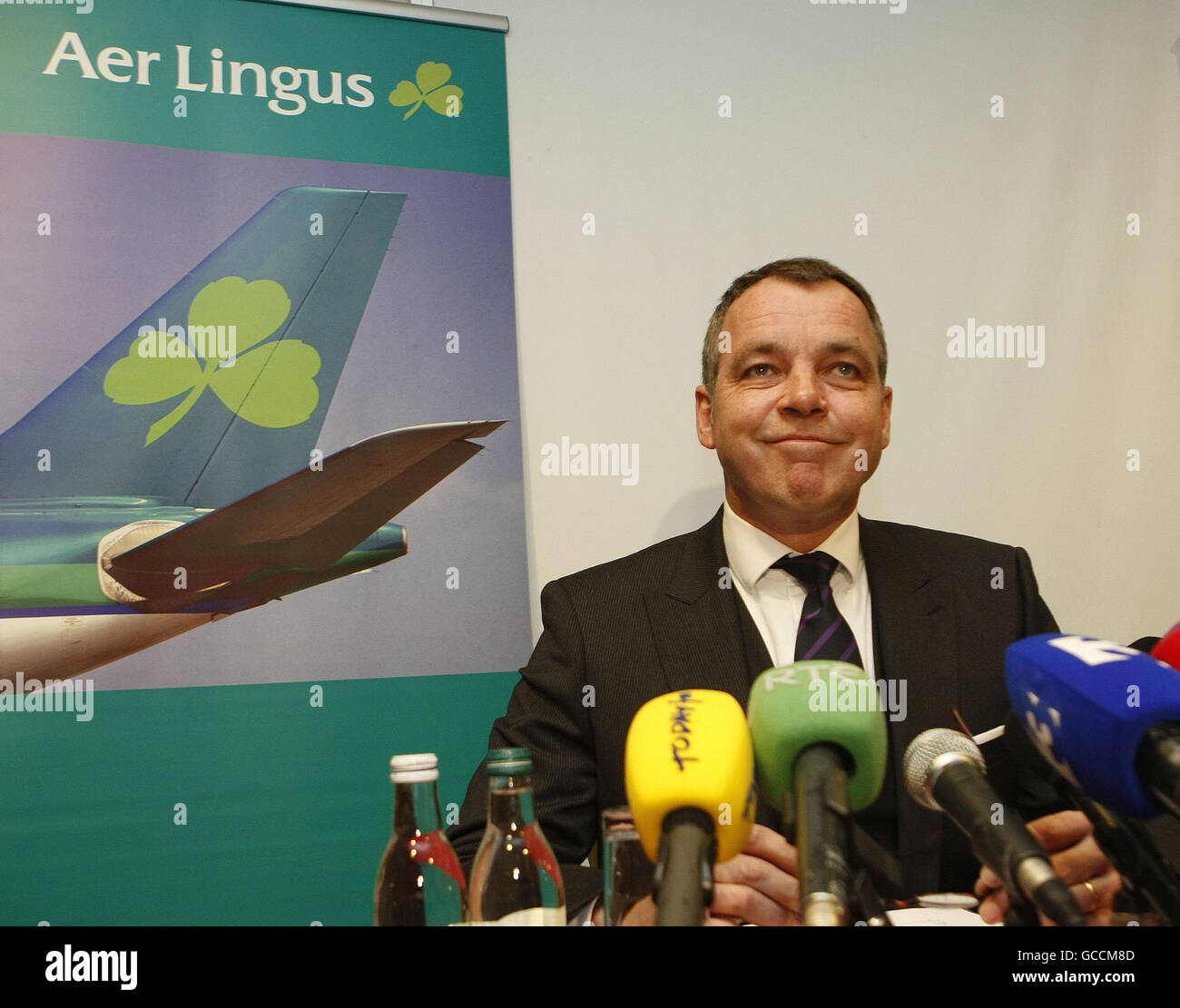 Aer Lingus-Geschäftsführer Christoph Mueller heute bei einer Pressekonferenz in Dublin. Stockfoto