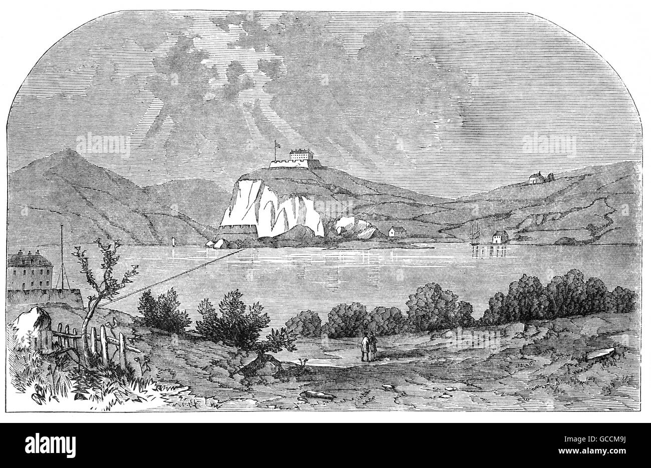 aus dem 18. Jahrhundert mit Blick auf Blick auf West Point befindet sich im Orange County Hudson 50 Meilen nördlich von New York City, Vereinigte Staaten von Amerika. Stockfoto