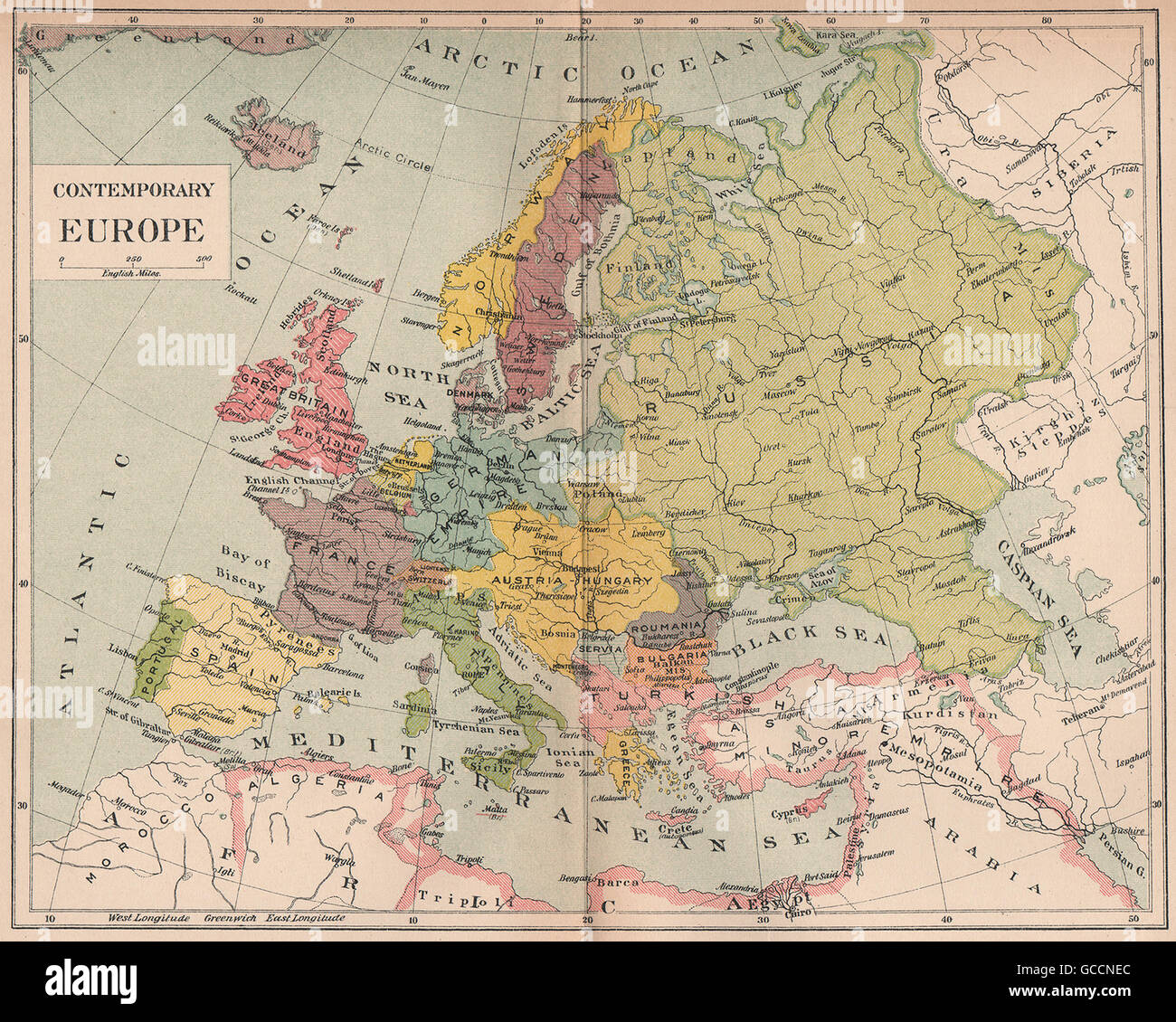 Europe europe 1910 antique map -Fotos und -Bildmaterial in hoher