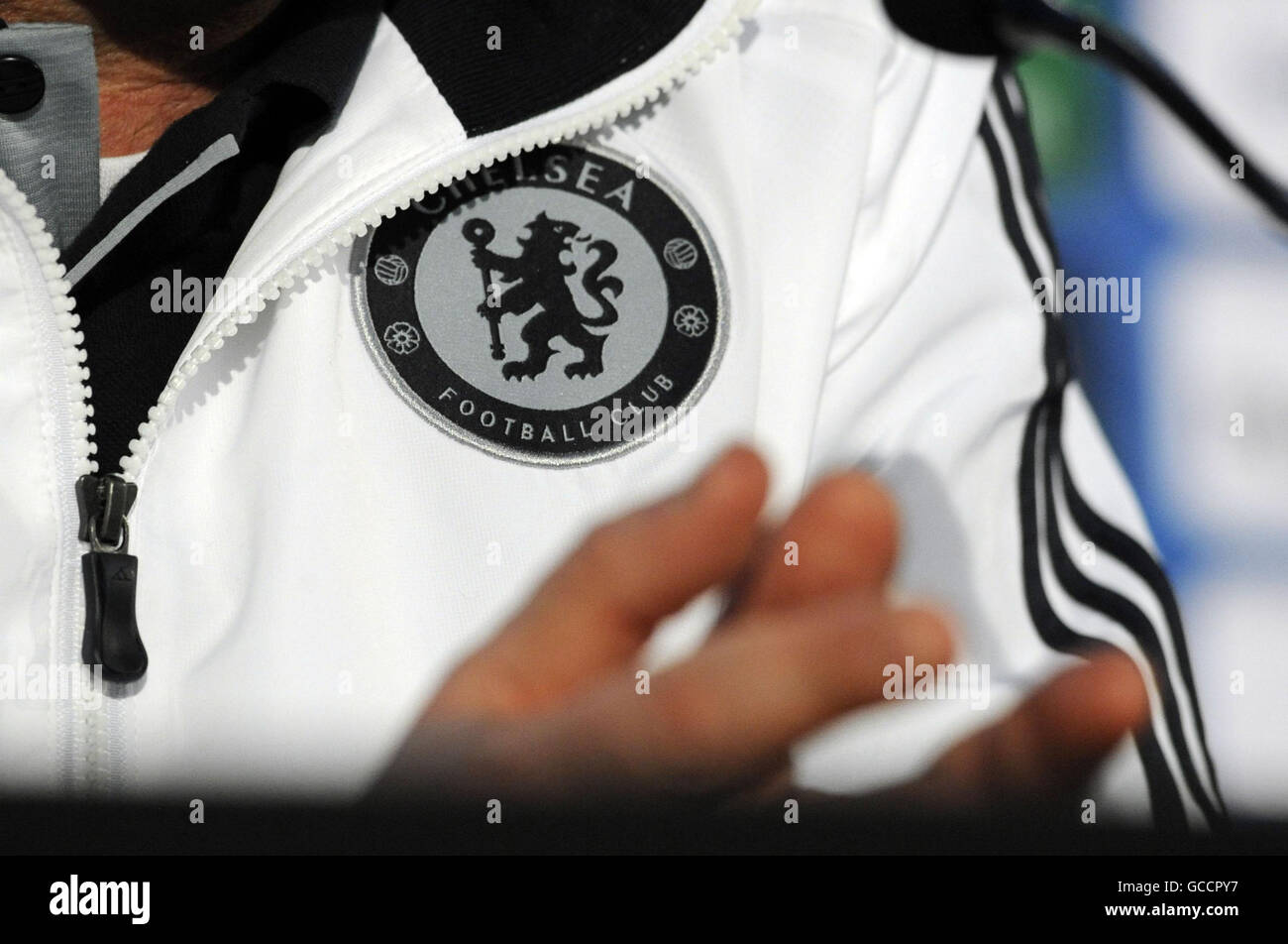 Chelsea-Manager Carlo Ancelotti während der Pressekonferenz in der Stamford Bridge, London. Stockfoto