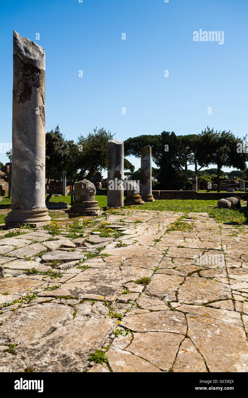 Die Ruinen der antiken römischen Stadt Ostia Antica in Italien Stockfoto