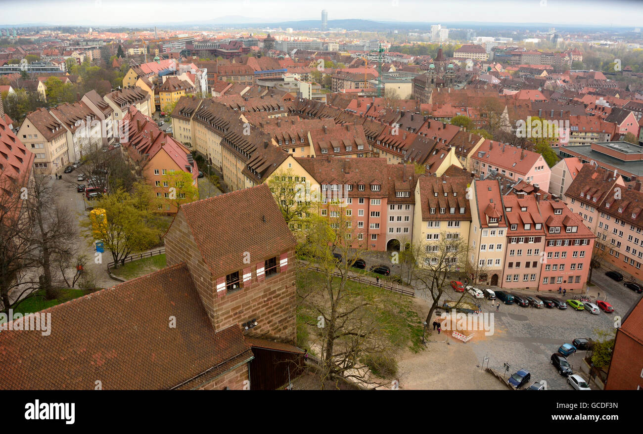 Blick von der Spitze der Burg Sinwell Turm der Kaiserburg Nürnberg Stockfoto