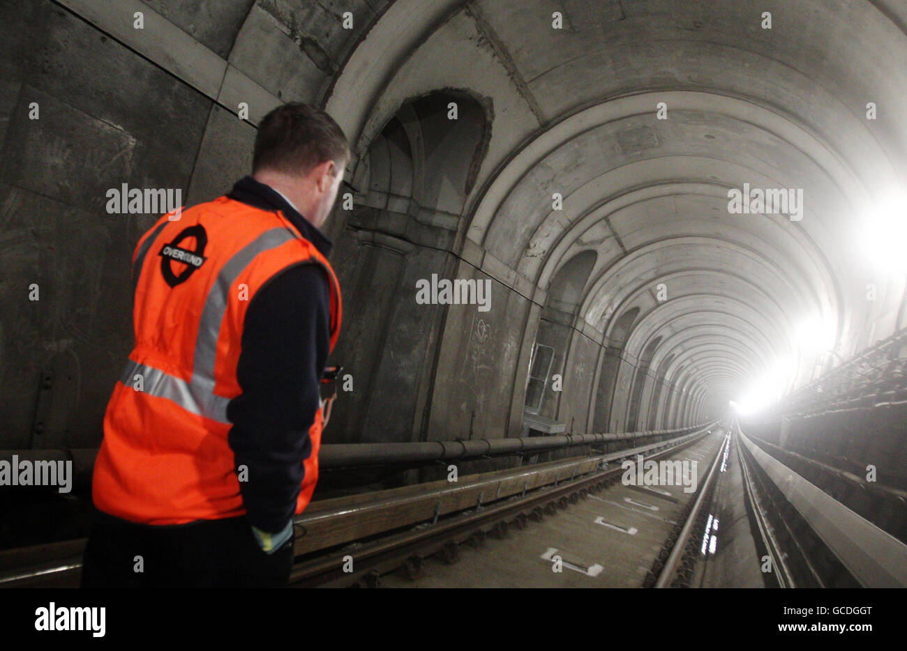 Brunels Thames Tunnel, der nach 145 Jahren für die Öffentlichkeit wieder geöffnet werden soll. Der Tunnel von Rotherhithe nach Wapping wird als Finale des Londoner EAST Festivals eröffnet. Stockfoto