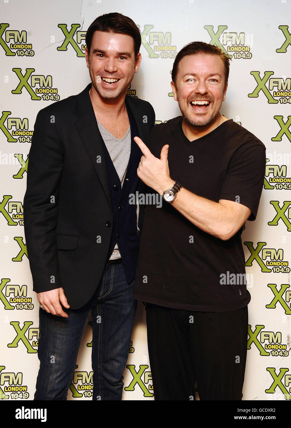 Ricky Gervais besucht Global Radio - London Stockfoto