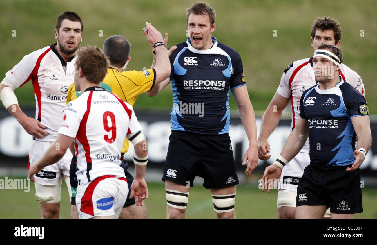 Rugby Union - Magners League - Glasgow Warriors gegen Ulster - Firhill. Alastair Kellock (Mitte) der Glasgow Warriors während des Spiels der Magners League in der Firhill Arena, Glasgow. Stockfoto