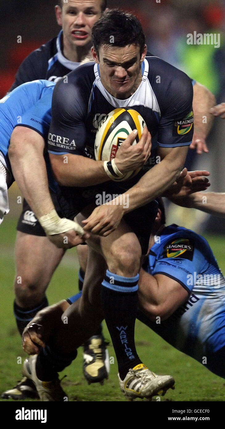 Max Evans von Glasgow Warriors in Aktion während des Spiels der Magners League in der Firhill Arena, Glasgow. Stockfoto