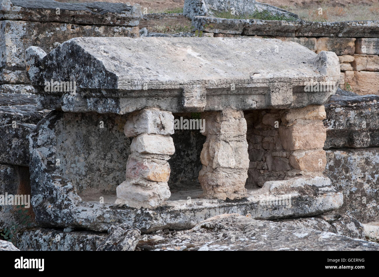 Grabmal Stein Grab, archäologische Ausgrabungsstätte von Hierapolis und Pamukkale Standort, Denizli, Türkei, Asien Stockfoto