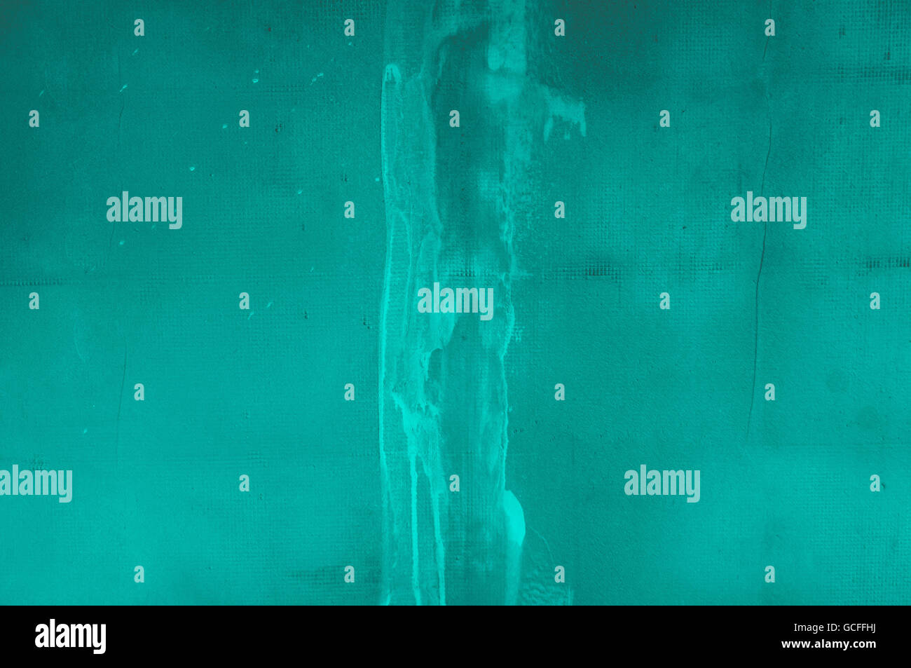 Türkis grau Graustufen Wand Hintergrund mit groben fügen, konkrete Stuck Putz mit Matrix wie Punktraster mit Kratzern Stockfoto