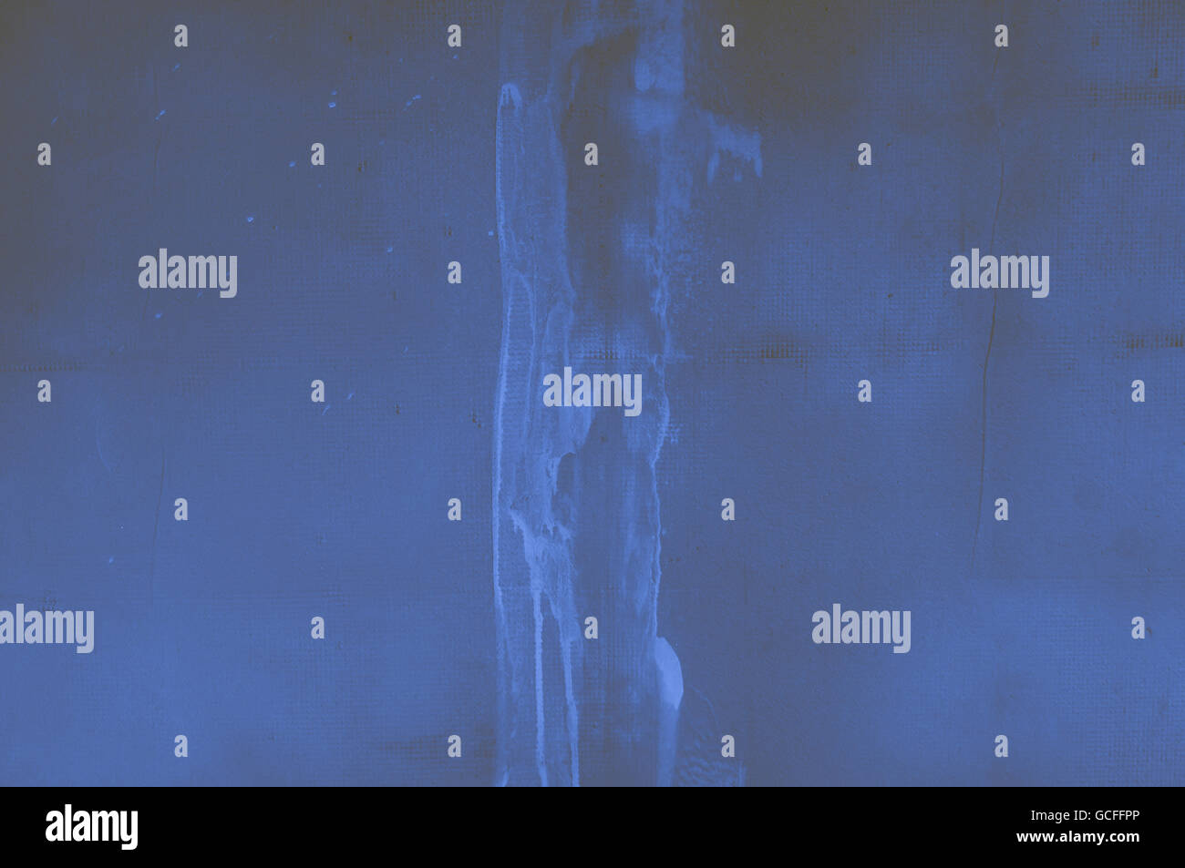 blauer gelblich bräunliche indigo Wand Hintergrund mit groben fügen, Beton Stuck Putz mit Matrix wie Punktraster, Kratzer Stockfoto
