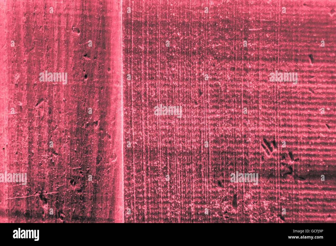 Grobe körnig Holz hauptsächlich rote rötlich Grau Farben schwer leicht closeup Stockfoto