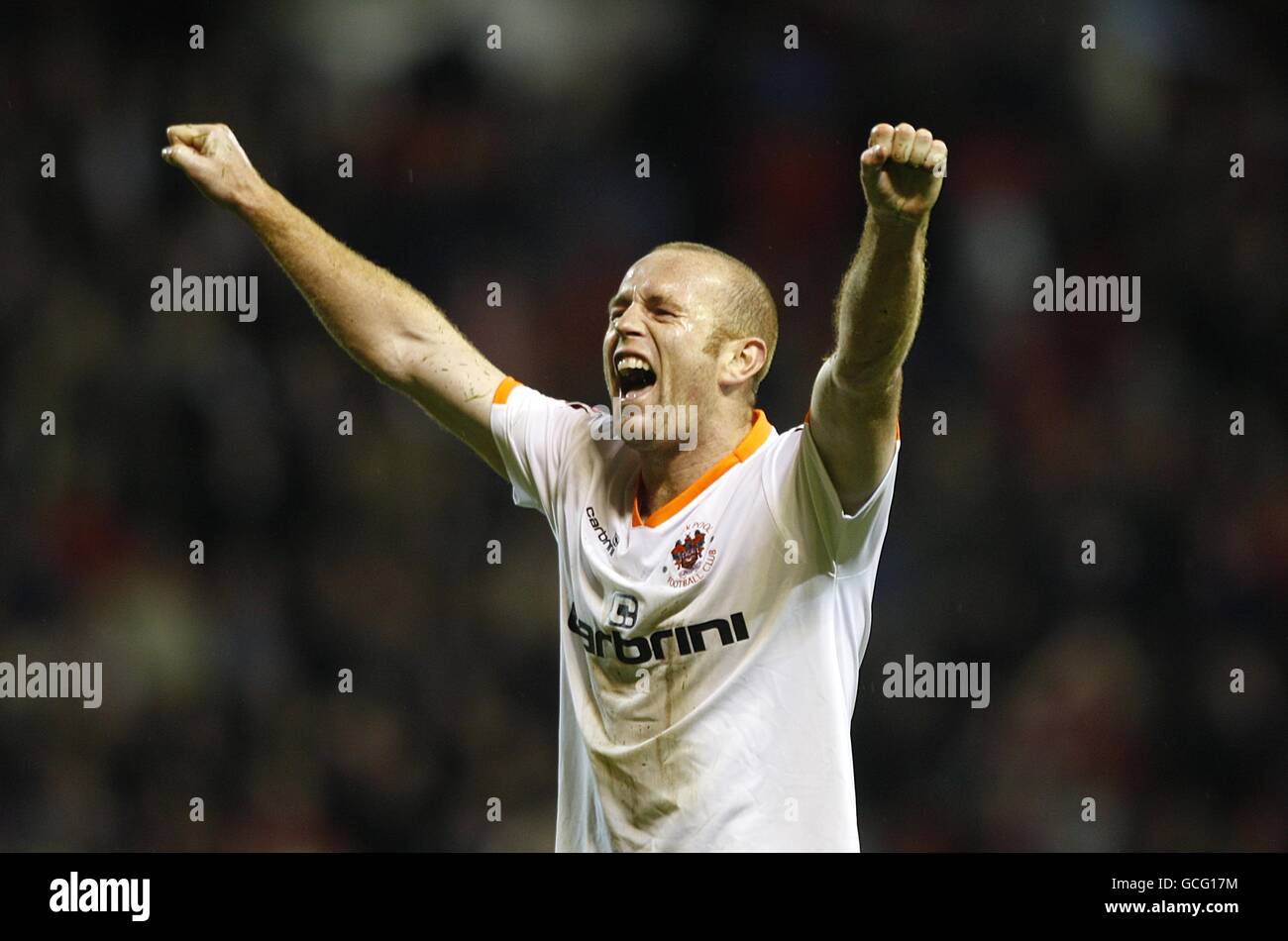 Fußball - Coca-Cola Football League Championship - Play Off Halbfinale - zweite Etappe - Nottingham Forest gegen Blackpool - City Ground. Stephen Crainey von Blackpool feiert den Abschluss des Play-off-Finals nach dem Spiel. Stockfoto