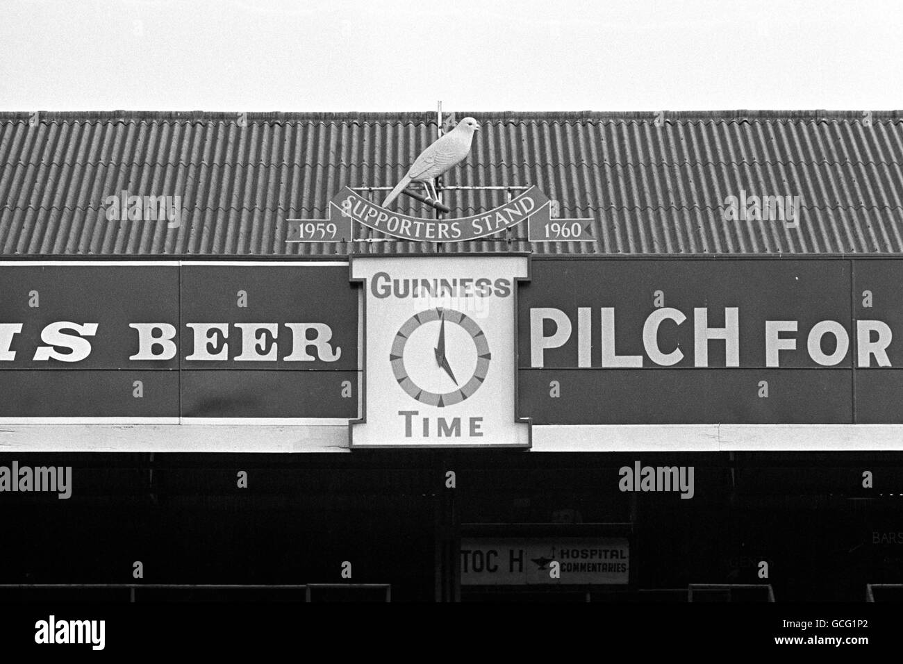 Ein allgemeiner Blick auf den kanarienvogel über den Anhängern steht an der Carrow Road, der Heimat von Norwich City. Stockfoto