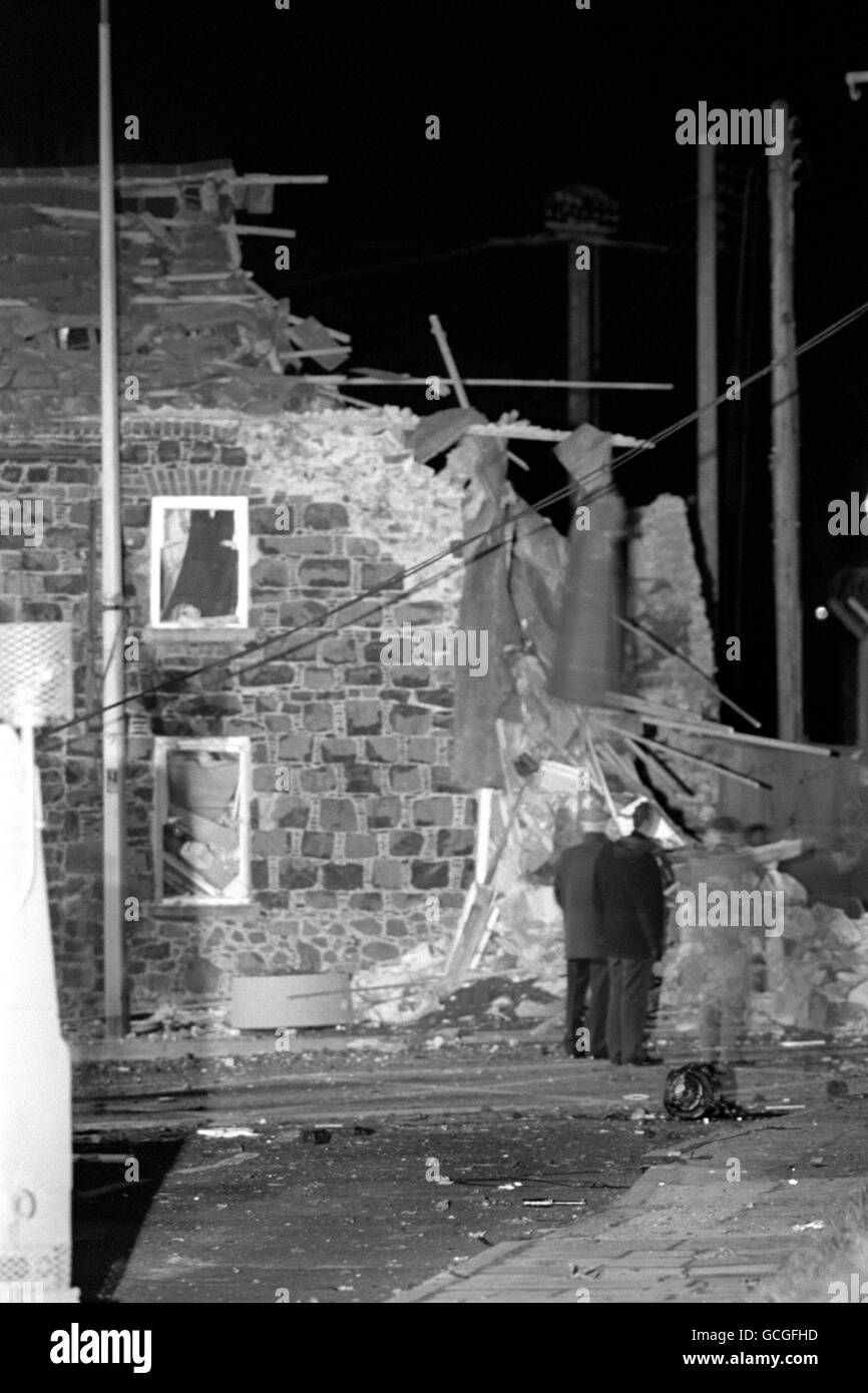 Probleme - Bomb - RUC Gebäude - Moira, County Down, Nordirland Stockfoto